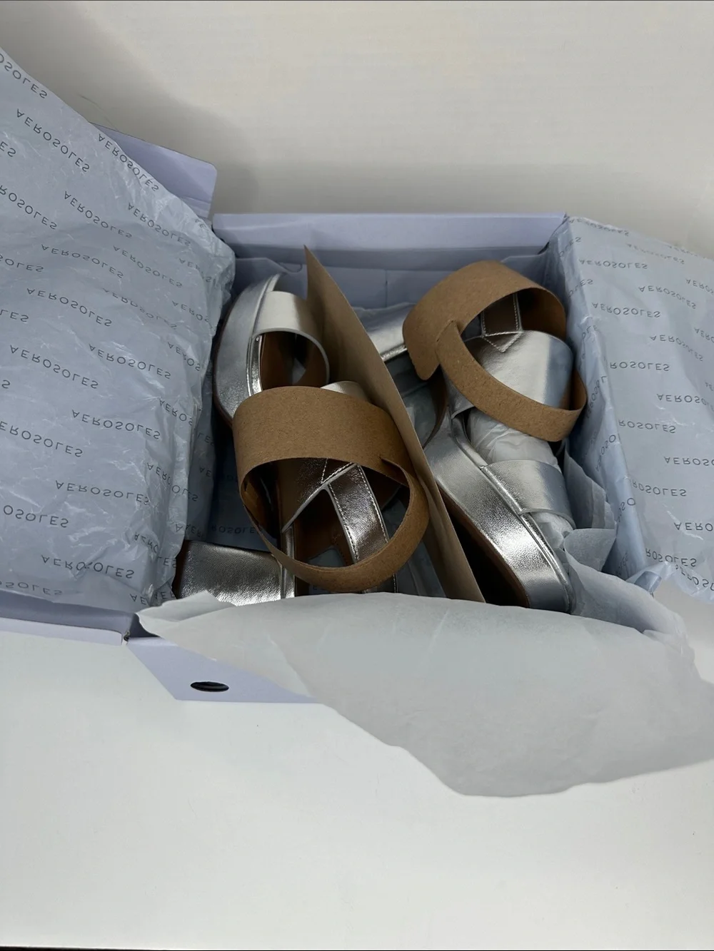 Aerosoles Women's Camilia Round Toe Platform Sandals Size 8.5M Silver Metallic
